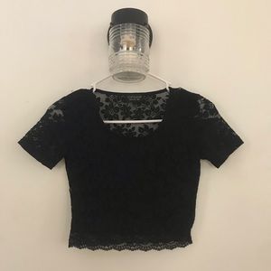 Black lace crop top